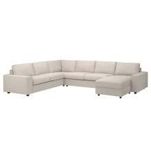 Narożna sofa rozkł. 5o z szezl, z szerokimi podłokietnikami/Gunnared beżowy VIMLE 395.452.03