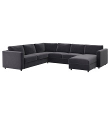 Narożna sofa rozkł, 5-os, z szezlongiem/Djuparp ciemnoszary VIMLE 695.372.49