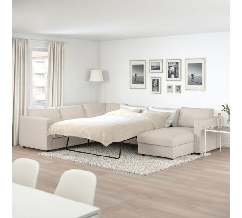 Narożna sofa rozkł. 5o z szezl, Gunnared beżowy VIMLE 695.452.25