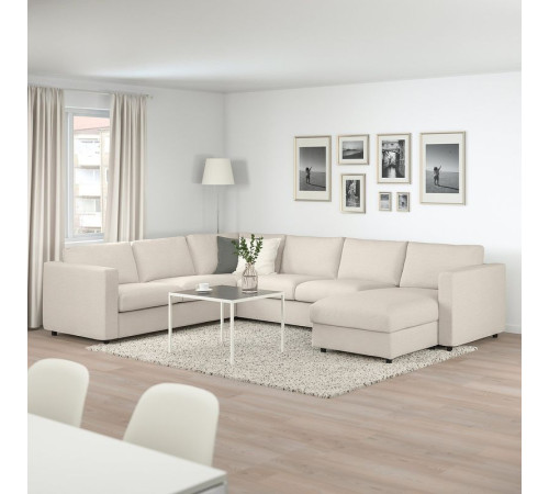 Narożna sofa rozkł. 5o z szezl, Gunnared beżowy VIMLE 695.452.25