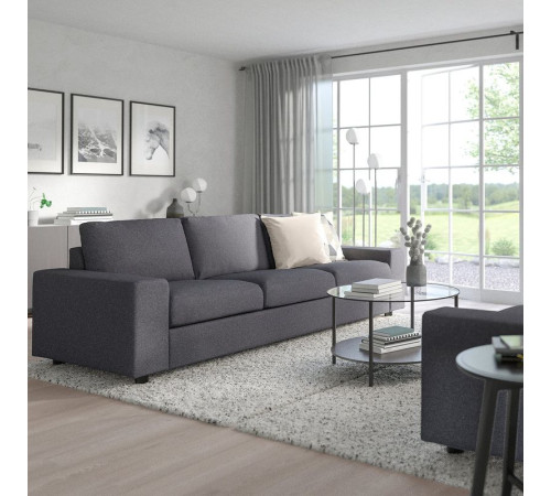 Narożna sofa rozkł. 5o z szezl, z szerokimi podłokietnikami/Gunnared średnioszary VIMLE 695.452.49