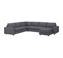 Narożna sofa rozkł. 5o z szezl, z szerokimi podłokietnikami/Gunnared średnioszary VIMLE 695.452.49