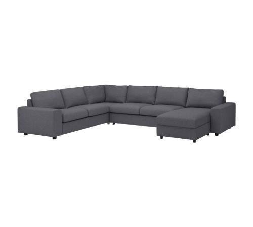 Narożna sofa rozkł. 5o z szezl, z szerokimi podłokietnikami/Gunnared średnioszary VIMLE 695.452.49
