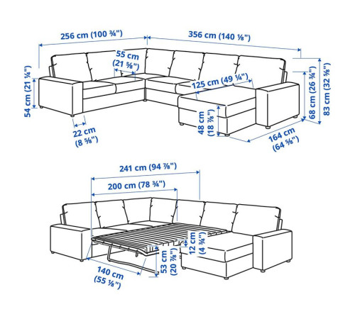 Narożna sofa rozkł. 5o z szezl, z szerokimi podłokietnikami/Gunnared średnioszary VIMLE 695.452.49