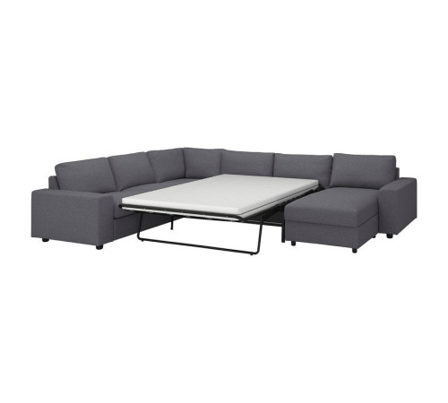 Narożna sofa rozkł. 5o z szezl, z szerokimi podłokietnikami/Gunnared średnioszary VIMLE 695.452.49