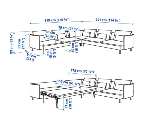 Narożna sofa rozkładana, 6-osobowa, Kelinge beżowy SÖDERHAMN 896.213.98