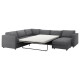 Narożna sofa rozkł, 5-os, z szezlongiem/Lejde szary-czarny VIMLE 995.372.81