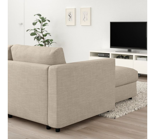 Sofa 3-osobowa, rozkładana, z szezlongiem/Hillared beżowy VIMLE 095.369.74
