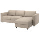 Sofa 3-osobowa, rozkładana, z szezlongiem/Hillared beżowy VIMLE 095.369.74