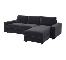 3-os sofa rozkładana z szezlongiem, z szerokimi podłokietnikami/Djuparp ciemnoszary VIMLE 095.372.71