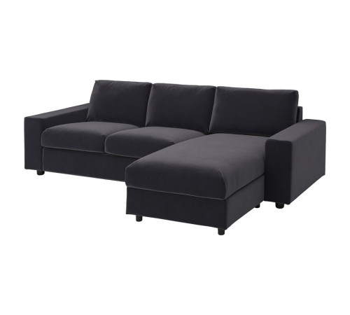 3-os sofa rozkładana z szezlongiem, z szerokimi podłokietnikami/Djuparp ciemnoszary VIMLE 095.372.71