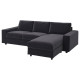 3-os sofa rozkładana z szezlongiem, z szerokimi podłokietnikami/Djuparp ciemnoszary VIMLE 095.372.71