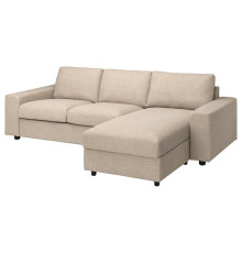 3-os sofa rozkładana z szezlongiem, z szerokimi podłokietnikami/Hillared beżowy VIMLE 095.621.28
