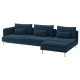 4-osobowa sofa rozkładana, z szezlongiem z otwartym końcem/Kelinge granatowy SÖDERHAMN 096.213.59