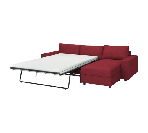 3-os sofa rozkładana z szezlongiem, z szerokimi podłokietnikami/Lejde czerwony/brązowy VIMLE 195.375.53