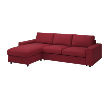 3-os sofa rozkładana z szezlongiem, z szerokimi podłokietnikami/Lejde czerwony/brązowy VIMLE 195.375.53