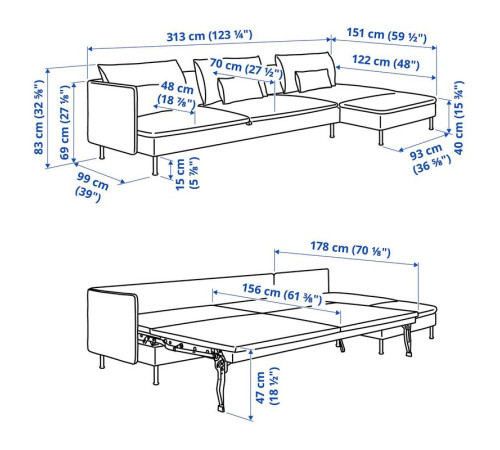 4-osobowa sofa rozkładana, z szezlongiem z otwartym końcem/Gunnared beżowy SÖDERHAMN 196.213.68
