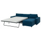 3-os sofa rozkładana z szezlongiem, z szerokimi podłokietnikami/Djuparp ciemnozielononiebieski VIMLE 295.372.70