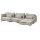 4-osobowa sofa rozkładana, z szezlongiem/Viarp beż/brąz SÖDERHAMN 296.164.46