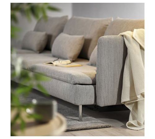 4-osobowa sofa rozkładana, z szezlongiem z otwartym końcem/Viarp beż/brąz SÖDERHAMN 496.164.26