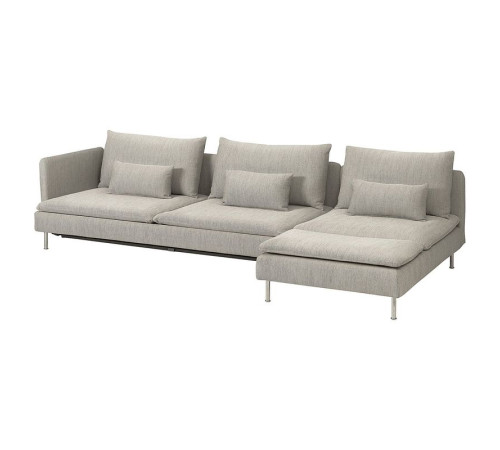 4-osobowa sofa rozkładana, z szezlongiem z otwartym końcem/Viarp beż/brąz SÖDERHAMN 496.164.26