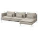 4-osobowa sofa rozkładana, z szezlongiem z otwartym końcem/Viarp beż/brąz SÖDERHAMN 496.164.26