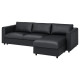 3-os sofa rozkładana z szezlongiem, Grann/Bomstad czarny VIMLE 594.773.59