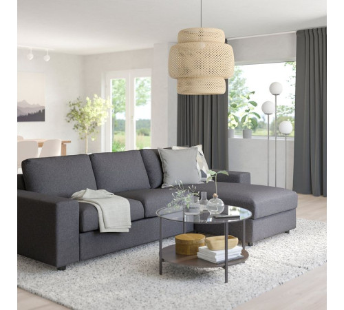3-os sofa rozkładana z szezlongiem, z szerokimi podłokietnikami Gunnared/średnioszary VIMLE 695.452.87