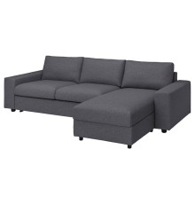 3-os sofa rozkładana z szezlongiem, z szerokimi podłokietnikami Gunnared/średnioszary VIMLE 695.452.87