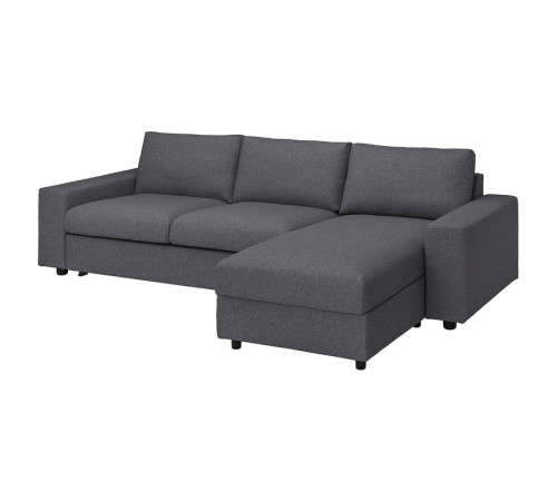 3-os sofa rozkładana z szezlongiem, z szerokimi podłokietnikami Gunnared/średnioszary VIMLE 695.452.87