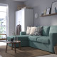 3-os sofa rozkładana z szezlongiem, Tibbleby jasny szaroturkusowy BÅRSLÖV 805.308.16