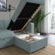 3-os sofa rozkładana z szezlongiem, Tibbleby jasny szaroturkusowy BÅRSLÖV 805.308.16