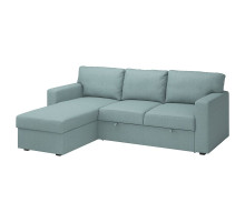3-os sofa rozkładana z szezlongiem, Tibbleby jasny szaroturkusowy BÅRSLÖV 805.308.16