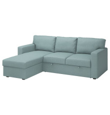 3-os sofa rozkładana z szezlongiem, Tibbleby jasny szaroturkusowy BÅRSLÖV 805.308.16