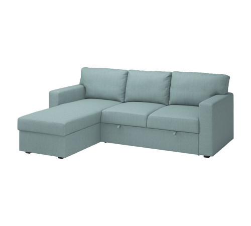 3-os sofa rozkładana z szezlongiem, Tibbleby jasny szaroturkusowy BÅRSLÖV 805.308.16