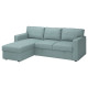 3-os sofa rozkładana z szezlongiem, Tibbleby jasny szaroturkusowy BÅRSLÖV 805.308.16