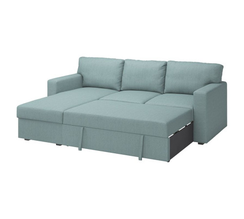 3-os sofa rozkładana z szezlongiem, Tibbleby jasny szaroturkusowy BÅRSLÖV 805.308.16