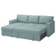 3-os sofa rozkładana z szezlongiem, Tibbleby jasny szaroturkusowy BÅRSLÖV 805.308.16