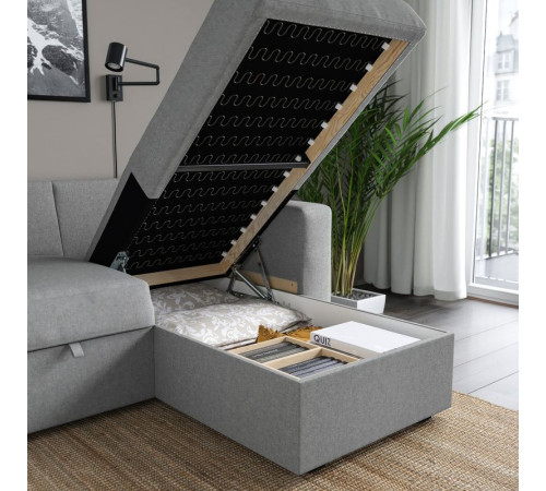 3-os sofa rozkładana z szezlongiem, Tibbleby beżowy/szary BÅRSLÖV 805.415.94