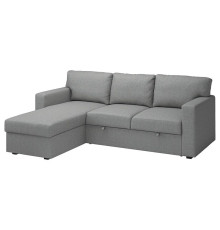 3-os sofa rozkładana z szezlongiem, Tibbleby beżowy/szary BÅRSLÖV 805.415.94