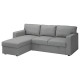 3-os sofa rozkładana z szezlongiem, Tibbleby beżowy/szary BÅRSLÖV 805.415.94