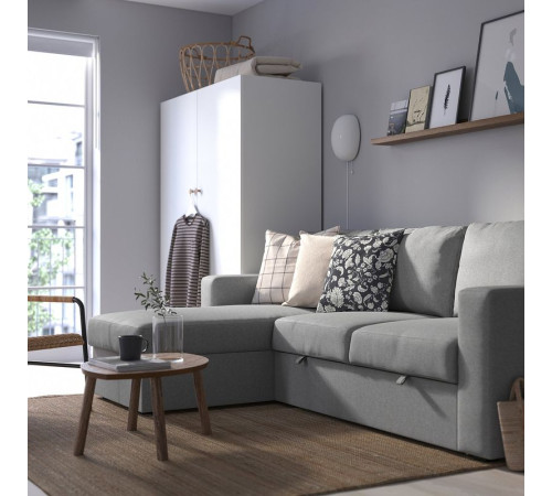 3-os sofa rozkładana z szezlongiem, Tibbleby beżowy/szary BÅRSLÖV 805.415.94