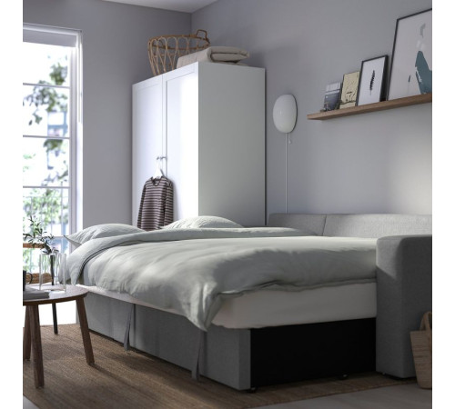 3-os sofa rozkładana z szezlongiem, Tibbleby beżowy/szary BÅRSLÖV 805.415.94