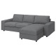 3-os sofa rozkładana z szezlongiem, z szerokimi podłokietnikami/Lejde szary-czarny VIMLE 895.372.91