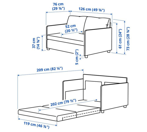 Sofa rozkładana, Skiftebo żółty FRIDHULT 005.754.46
