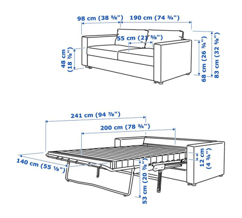Sofa 2-osobowa, rozkładana, Gunnared średnioszary VIMLE 095.452.71