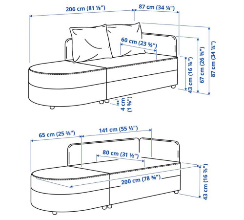 Sofa 2-osobowa, rozkładana, Vissle jasny szarozielony LINDÅKRA 206.292.69
