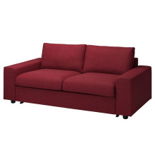Sofa 2-osobowa, rozkładana, z szerokimi podłokietnikami/Lejde czerwony/brązowy VIMLE 595.375.51