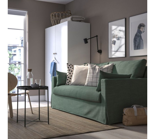 Sofa 2-osobowa, rozkładana, Hemmesta szarozielony HYLTARP 695.148.65