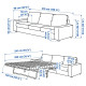 Sofa 3-osobowa, rozkładana, z szerokimi podłokietnikami/Hillared antracyt VIMLE 295.426.67